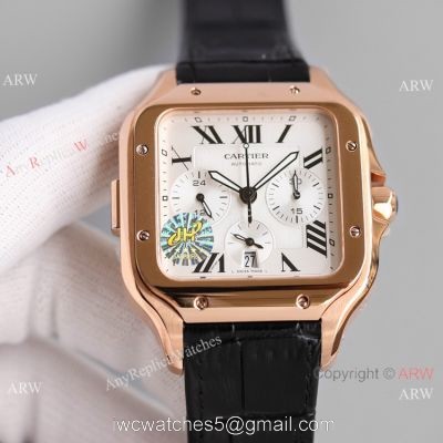 JH Swiss Grade Cartier Santos de Cartier Chronograph Rose Gold Watch 2021 New! 1