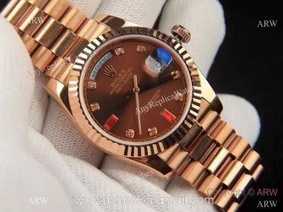 Best Replica Rolex Day-date 36 Chocolate Rose Gold Watch 1