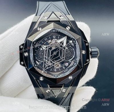 HB Factory New Hublot Big Bang Sang Bleu All Black Replica Watches 45mm 1