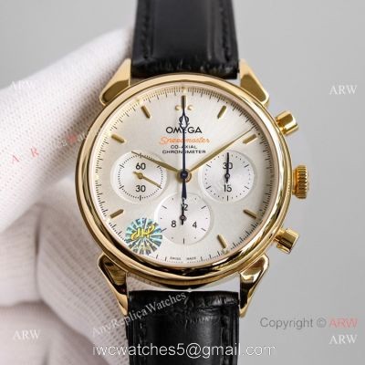 JH Swiss Copy Omega Speedmaster 7750 Chronograph Watch Yellow Gold 1