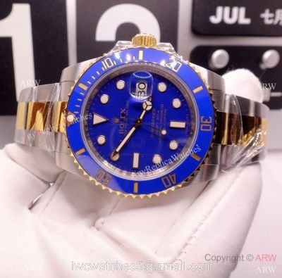 Pre-Owned AAA Replica Rolex Submariner Noob Swiss 3135 Two Tone Blue Watch 40mm 1