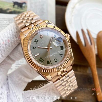 Best Replica Rolex Oyster Perpetual Datejust 40mm Watches Rose Gold Green Roman Marker 1