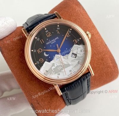 Swiss Grade Patek Philippe Classic Watch Mens Blue Dial Rose Gold Replica Watch 40mm 1