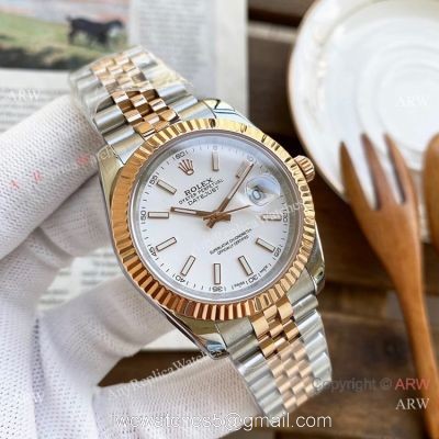 Best Replica Rolex DateJust Men Watches Two Tone Rose Gold White Face 40mm 1