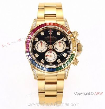 BL Factory Replica Rolex Daytona Rainbow All Gold Watch Swiss Cal.4130 Chronograph 1
