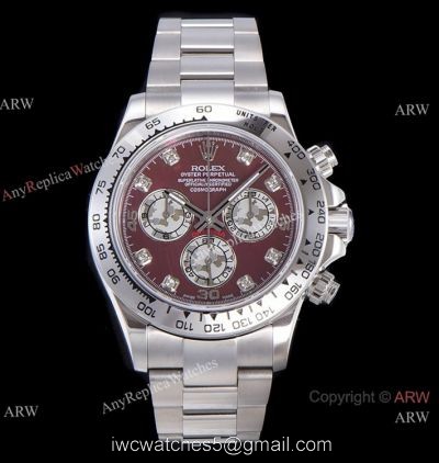 JH Factory Replica Rolex Daytona Swiss 4130 Chronograph Watch Stainless Steel Rose Red Dial 1