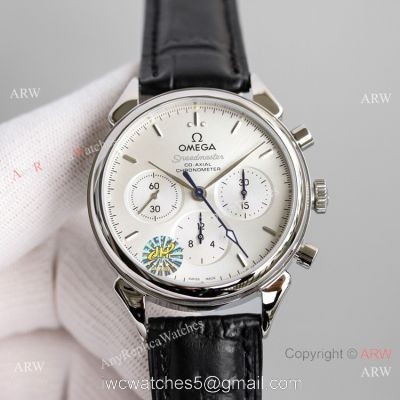 JH Swiss Copy Omega Speedmaster 7750 Chronograph Watch Silver Dial 42mm 1