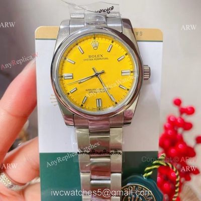Rolex Oyster Perpetual 36mm Watch Yellow Dial Quartz Movement 1