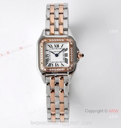 BV Factory Cartier Panthere De Two Tone Rose Gold Diamond Watch 22mm Swiss Quartz Movement 1