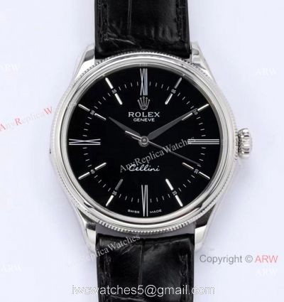 1:1 Replica Rolex Cellini Time EW Factory Swiss 3132 Black Dial Watch 39mm On Sale 1