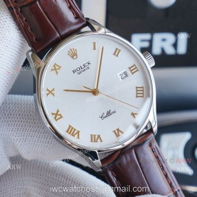 Stainless Steel Rolex Cellini White Dial With Roman Markers Swiss Replica Watches 1