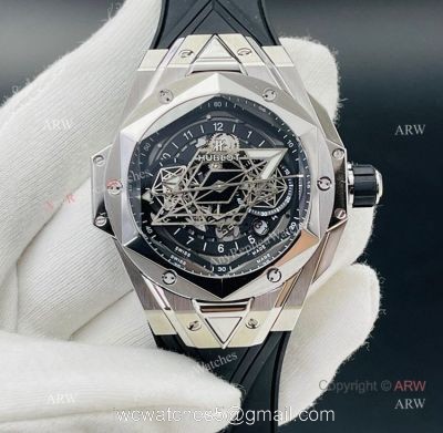 High Quality Replica Hublot Sang Bleu Black Watch 45mm eta7750 Automatic Movement 1