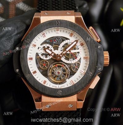 2021 Copy Hublot Big Bang Tourbillon 45mm Watches Rose Gold White Face 1