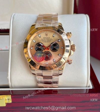 Best Replica Rolex Daytona 43mm Rose Gold and Black Subdials 1