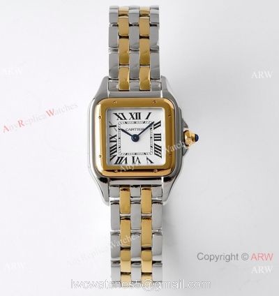 BV factory 1:1 Replica Panthere De Cartier 22mm Watch Two Tone White Dial 1