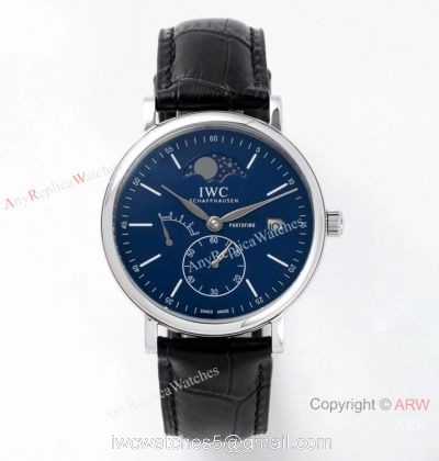 AI Factory Swiss Replica IWC Portofino Hand Wound 8 Days Moon Phase Watch Blue Dial 45mm 1