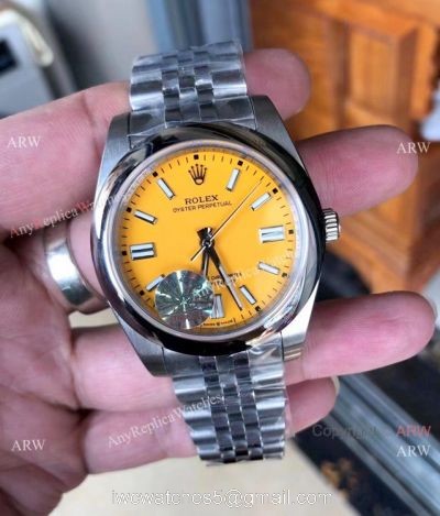2021 Newest! Rolex Oyster Perpetual Watch 41MM Yellow Face Jubilee Band 1