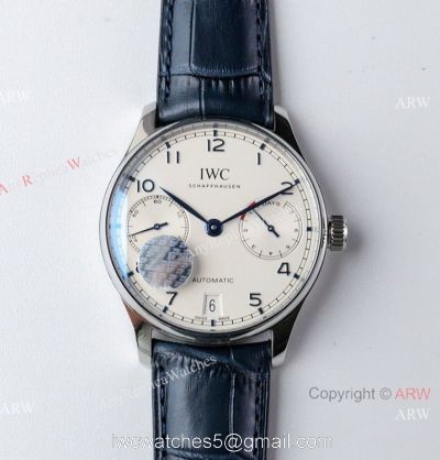 Super Clone IWC Portugieser 7 Days ZF Factory IW500107 Blue Leather Strap 1:1 Copy Watch 1
