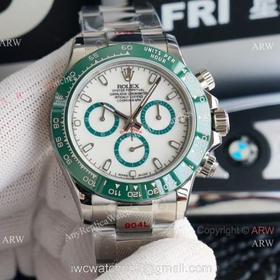 Swiss Grade One Replica Rolex Cosmograph Daytona ETA7750 Watch White and Green 1