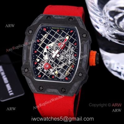 Best New Richard Mille RM 27-04 Tourbillon Rafael Nadal Tennis Court Watch Red Fabric Strap 1