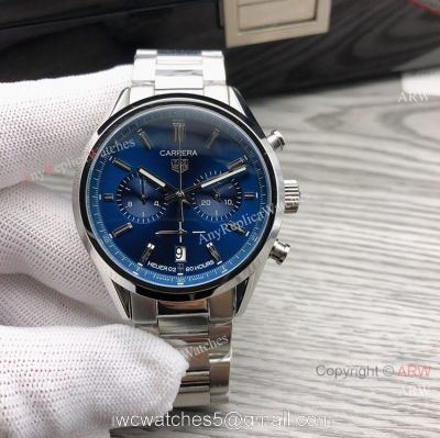 40mm Tag Heuer Carrera Blue Face Stainles Steel Watches For Men Replica 1
