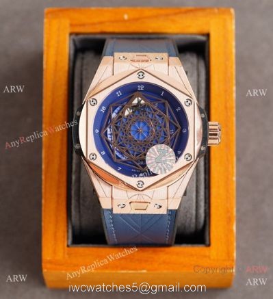 Z Factory Swiss Quality Hublot Big Bang Sang Bleu Blue Rose Gold Watch 45mm 1