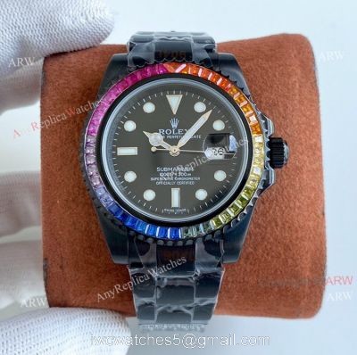 Blaken Rolex Submariner All Black Rainbow Watch 40mm Replica Asia 2836 Movement 1