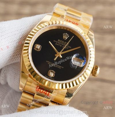Swiss Copy Rolex Datejust President Yellow Gold Onyx Face Watch 36mm 1