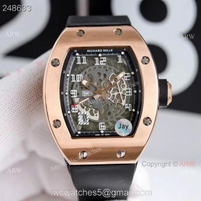 Knockoff Richard Mille RM 030 Rose Gold Watch Black Rubber Strap 1