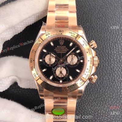 Super Clone Rolex Daytona Rose Gold Black Dial Watch Noob 4130 Movement 1