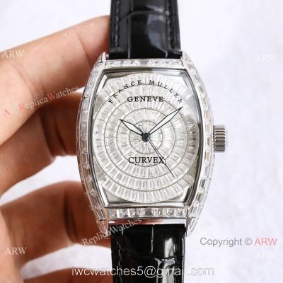 Swiss Copy Franck Muller Geneve Cintree Curvex Iced Out Silver Watch TWF V2 version 1