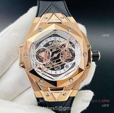 Swiss Replica Hublot Big Bang Sang Bleu Rose Gold Watch For Men With Black Rubber Strap 1