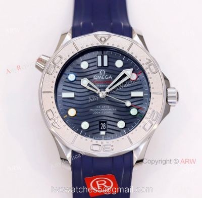 New Omega Seamaster Diver 300m Beijing 2022 Special Edition Swiss Replica Watch Omega Blue Wave Dial 1