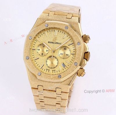 New Audemars Piguet Royal Oak Quartz Copy Watch Best AP Frosted Gold Watch 41mm 1
