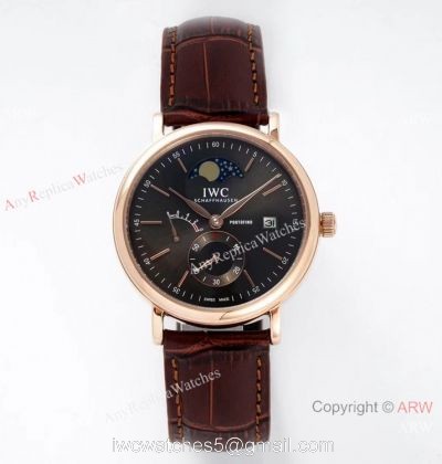 AI Factory IWC Portofino Hand Wound 8 Days Moon Phase Watch Rose Gold Gray Dial 1