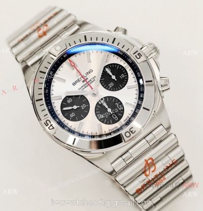 2021 New Breitling Rouleaux Bracelet GF Factory Breitling Chronomat Copy Watch 42mm White Dial 1