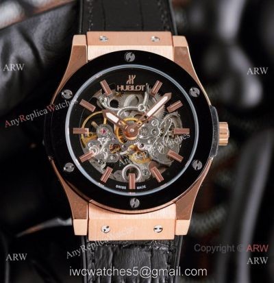 Best Quality Copy Hublot Classic Fusion Skeleton Rose Gold Watches 1