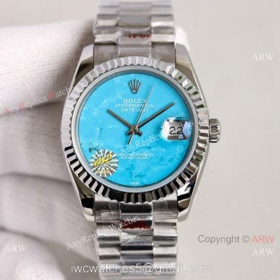 2021 NEW! Copy Rolex Datejust 36mm Turquoise Blue Dial Stainless Steel Swiss 2836-2 Watch 1