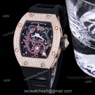 High Copy Richard Mille Diamond Watch RM026 Snake Dial Tourbillon Serpent Watch 1