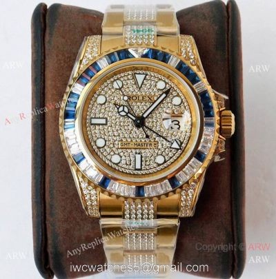 (ROF) Swiss Replica Rolex GMT-Master II Custom Watch Full Diamond Dial A2836 Movement 1