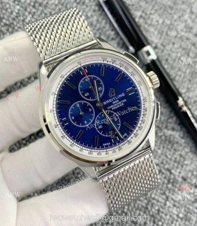 Knockoff Breitling Premier Chronograph Watches Stainless Steel Mesh Band 1