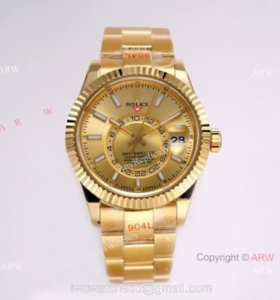 Super Clone AI Factory Rolex Sky Dweller 42mm 326938 Champagne Watch 1