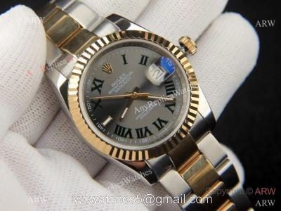 Copy Rolex Datejust 36mm Watch Green Roman Dial Two Tone Oyster 1