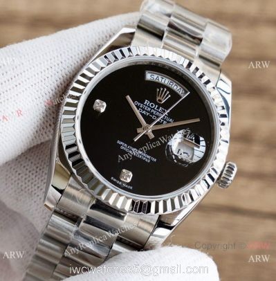 Swiss Copy Rolex Day Date 36mm President Strap Onyx Dial ETA2836 Movement 1