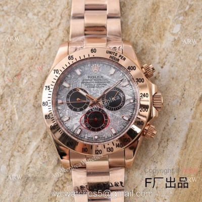 New 2021! AAA Copy Rolex Daytona Watch Rose Gold Meteorite Face 43mm 1