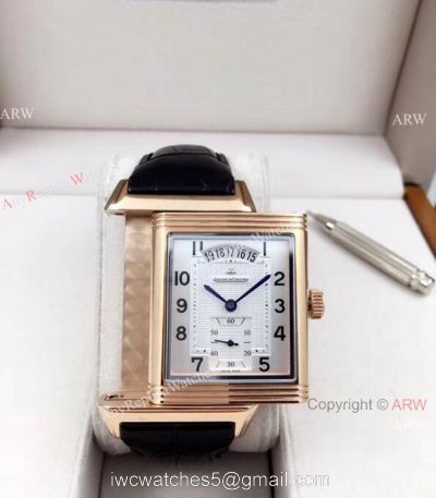 Clone Jaeger LeCoultre Grande Reverso Duo Men Watch Rose Gold with Date 1
