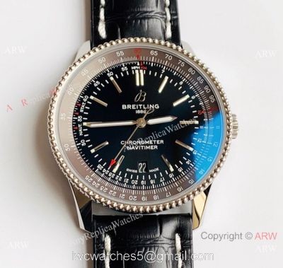 V7 Factory Swiss Replica Breitling Navitimer 1 Watch Black Dial Black Leather Strap 1