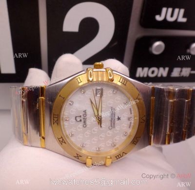 Copy Omega Constellation Two Tone White MOP Dial Watch Men 1