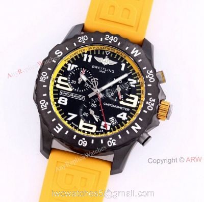 New Breitling Endurance Pro 44mm Review Yellow Rubber Band Quartz Watch Replica 1