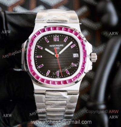 New! Swiss Replica Patek Philippe Nautilus PinkBlack Watch 40.5mm Limited New PP5711 1